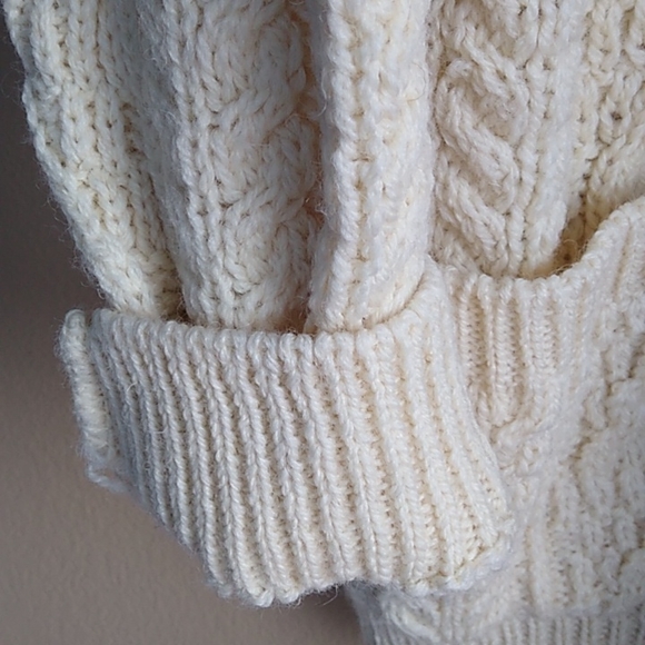 British Wool Cable Knit Cardigan Button Front Sweater Size L Grandpa Sty… - Picture 7 of 11